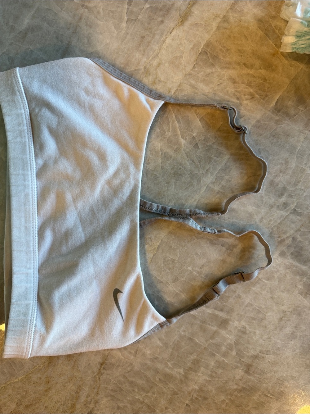 Nike White Sports Bra with Gray Straps